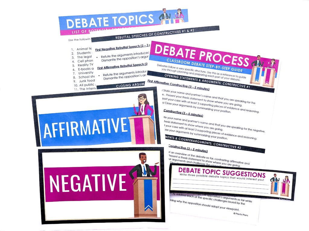Students should understand the structure of debates, as well as the etiquette required.
