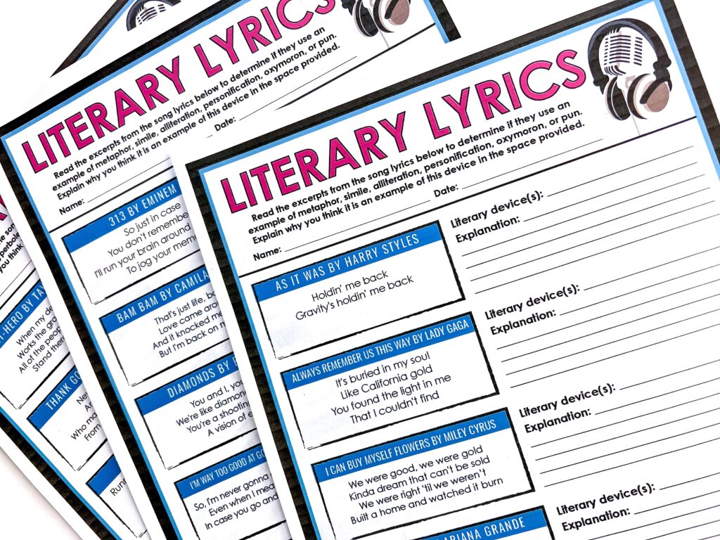 The Literary Lyrics task can help students use music to make sense of poetry concepts.