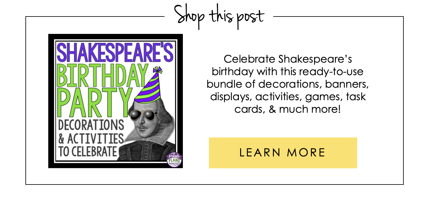 Shakespeare's Birthday Party resources