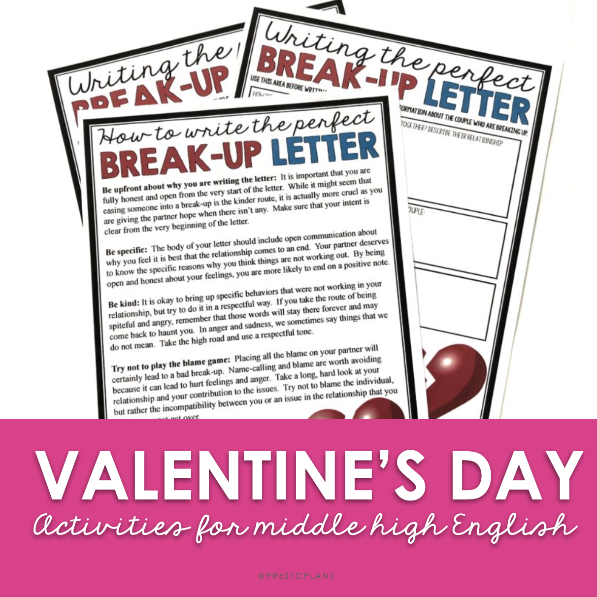 Valentine's Day Activities For Middle and High School English - Presto Plans