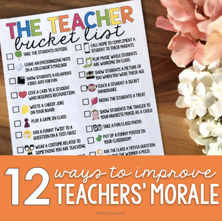 12 Creative Ways To Boost Teacher Morale Presto Plans