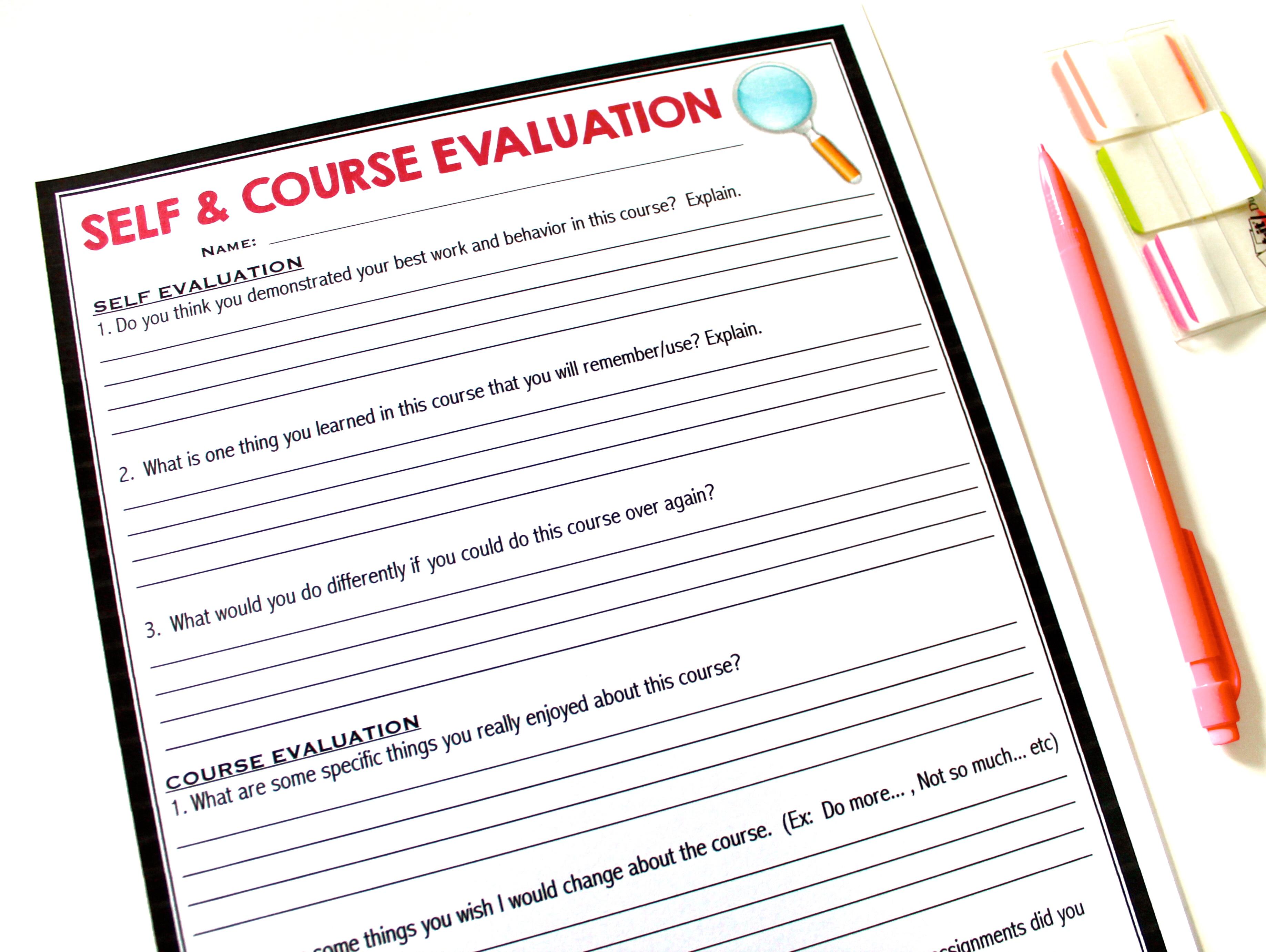 Course evaluation for ELA