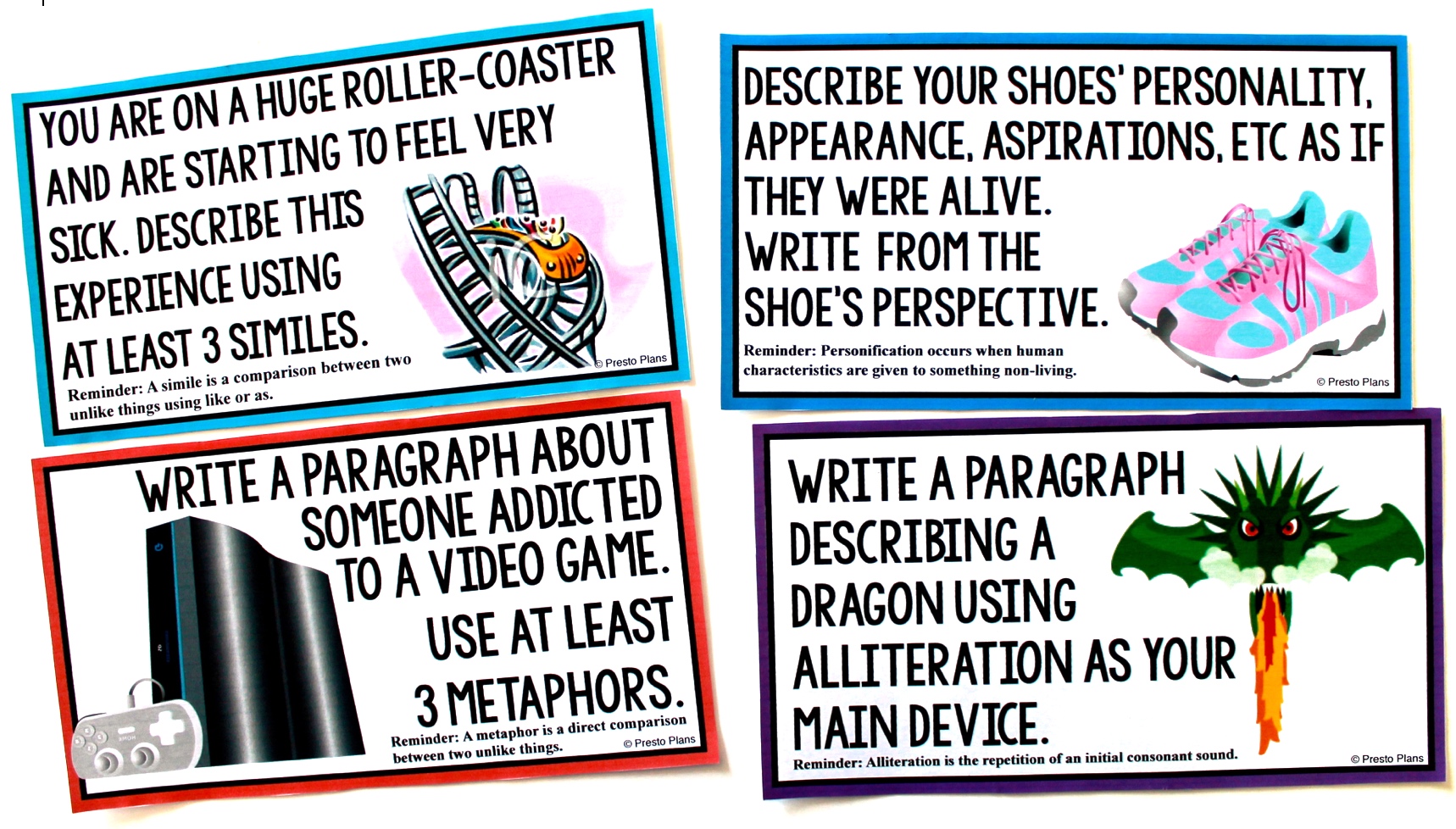 Figurative Language Writing Task Cards