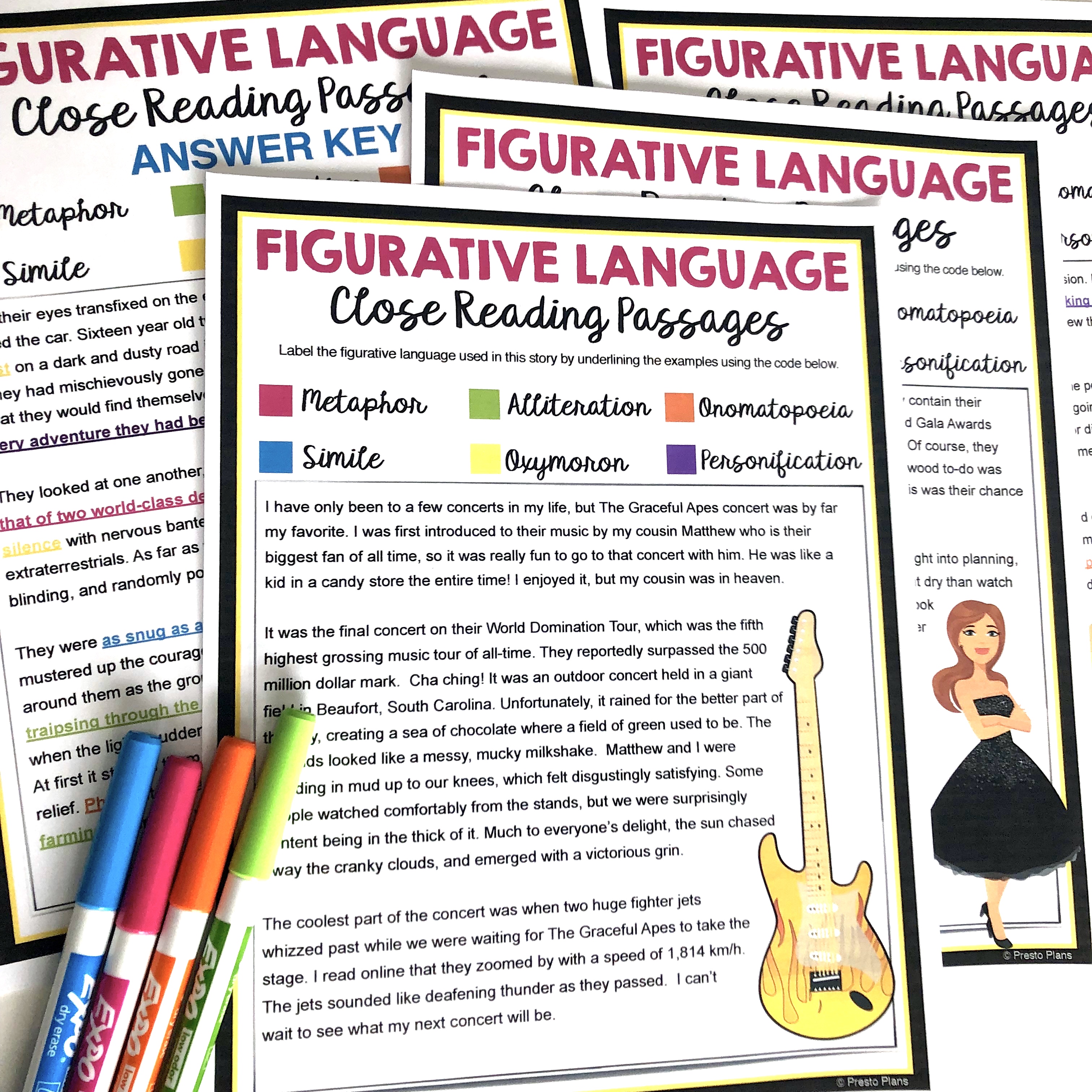 Set of 10 Figurative Language Terms Student Workbook 