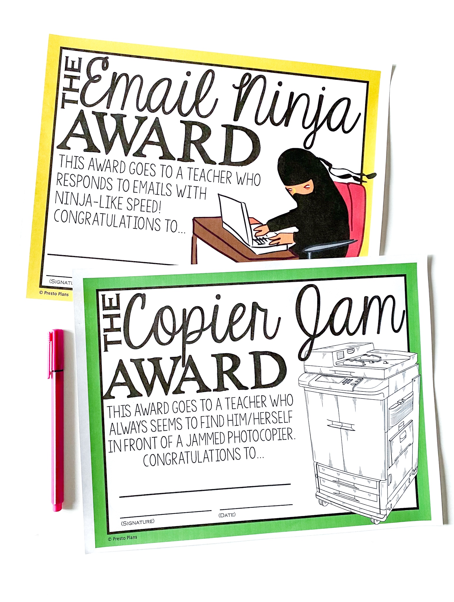 Email Ninja and Copier Jam Teacher Awards