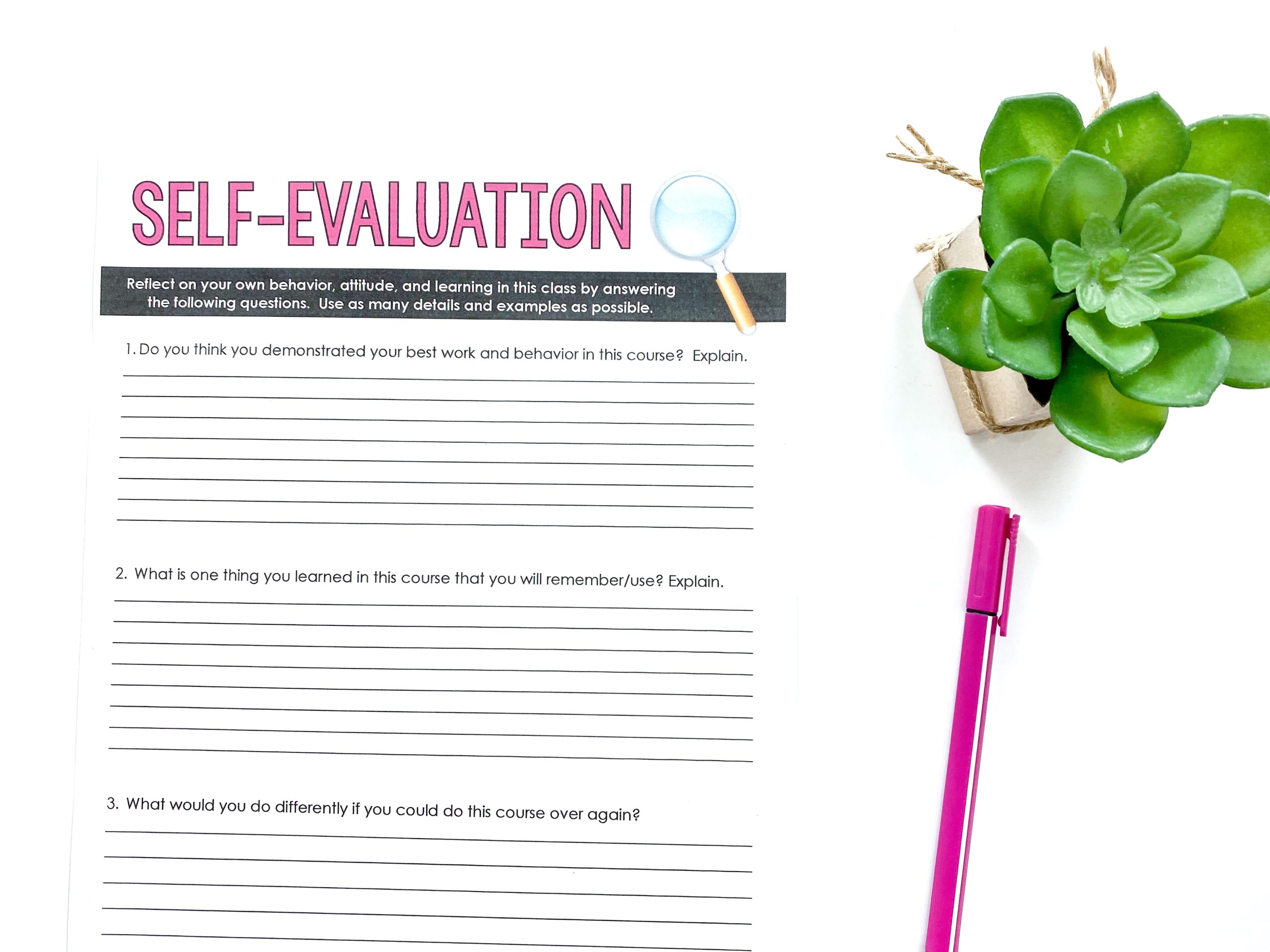 End of the year student self evaluation