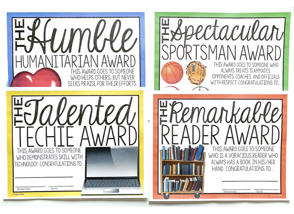 Alliteration End of the Year Awards for Middle School ELA
