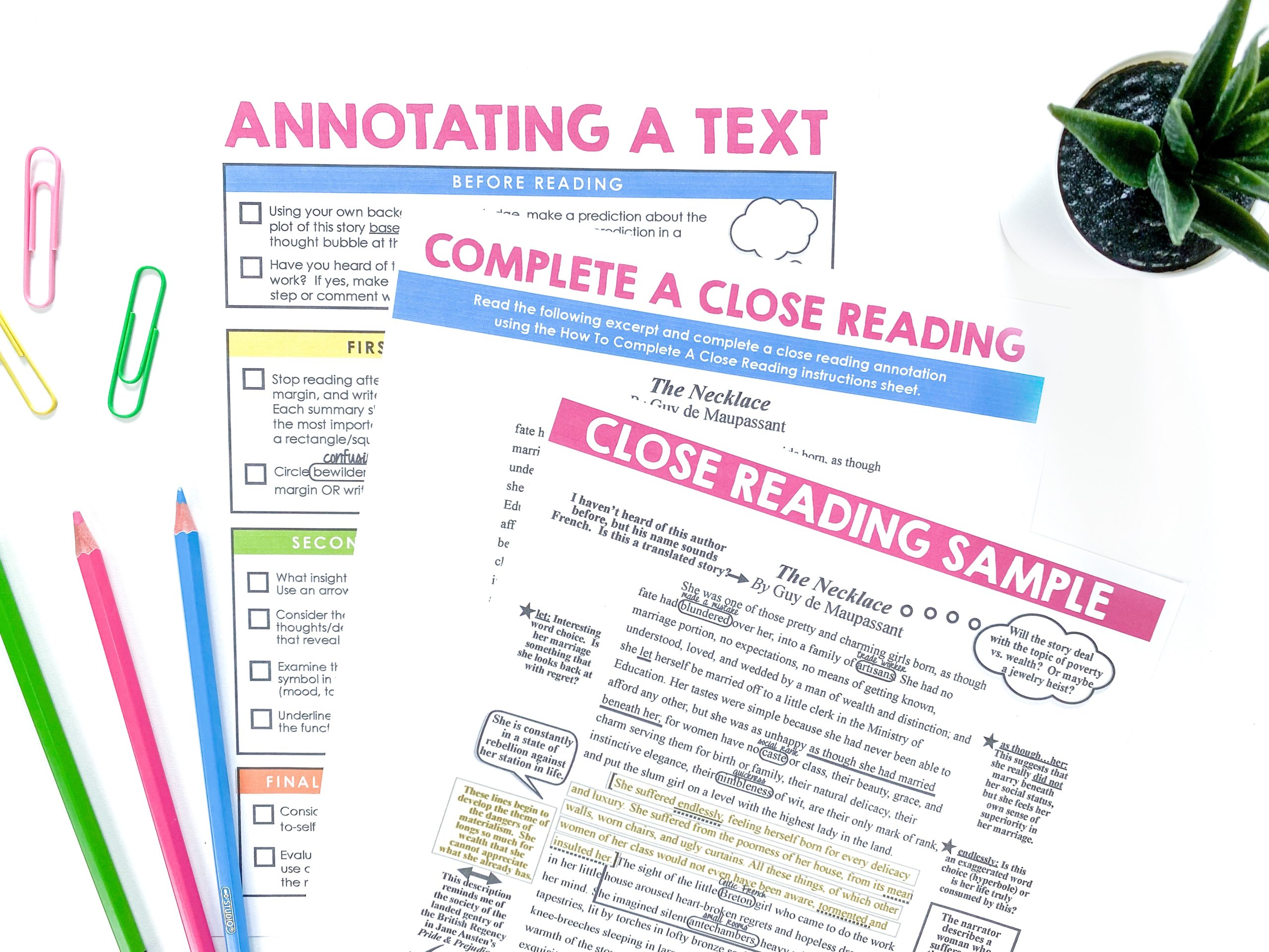 How to Teach Close Reading Sample of Resource Materials