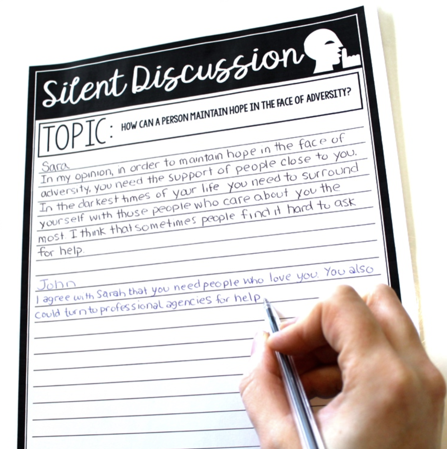 Silent Discussions Worksheet to Improve Discussion When No One Wants to Talk