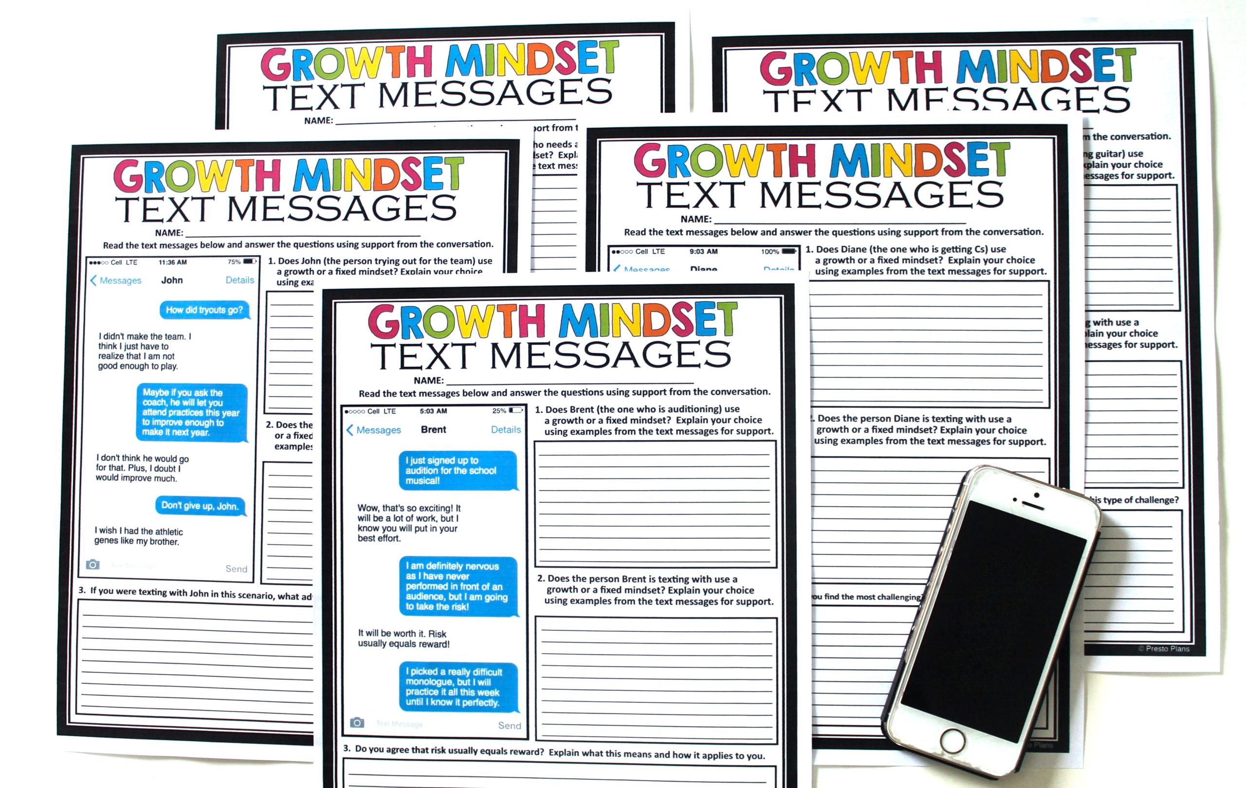 Growth Mindset Text Messages