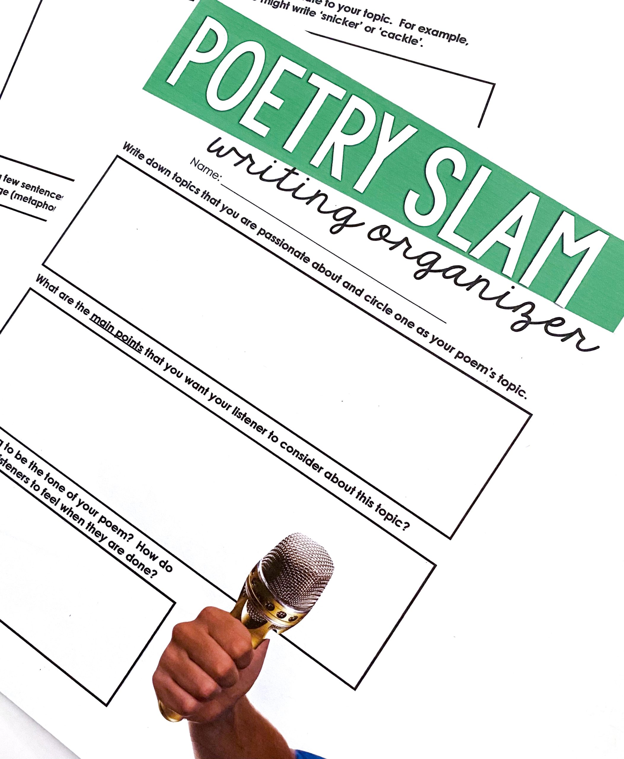 Hosting a Classroom Poetry Slam Writing Organizer