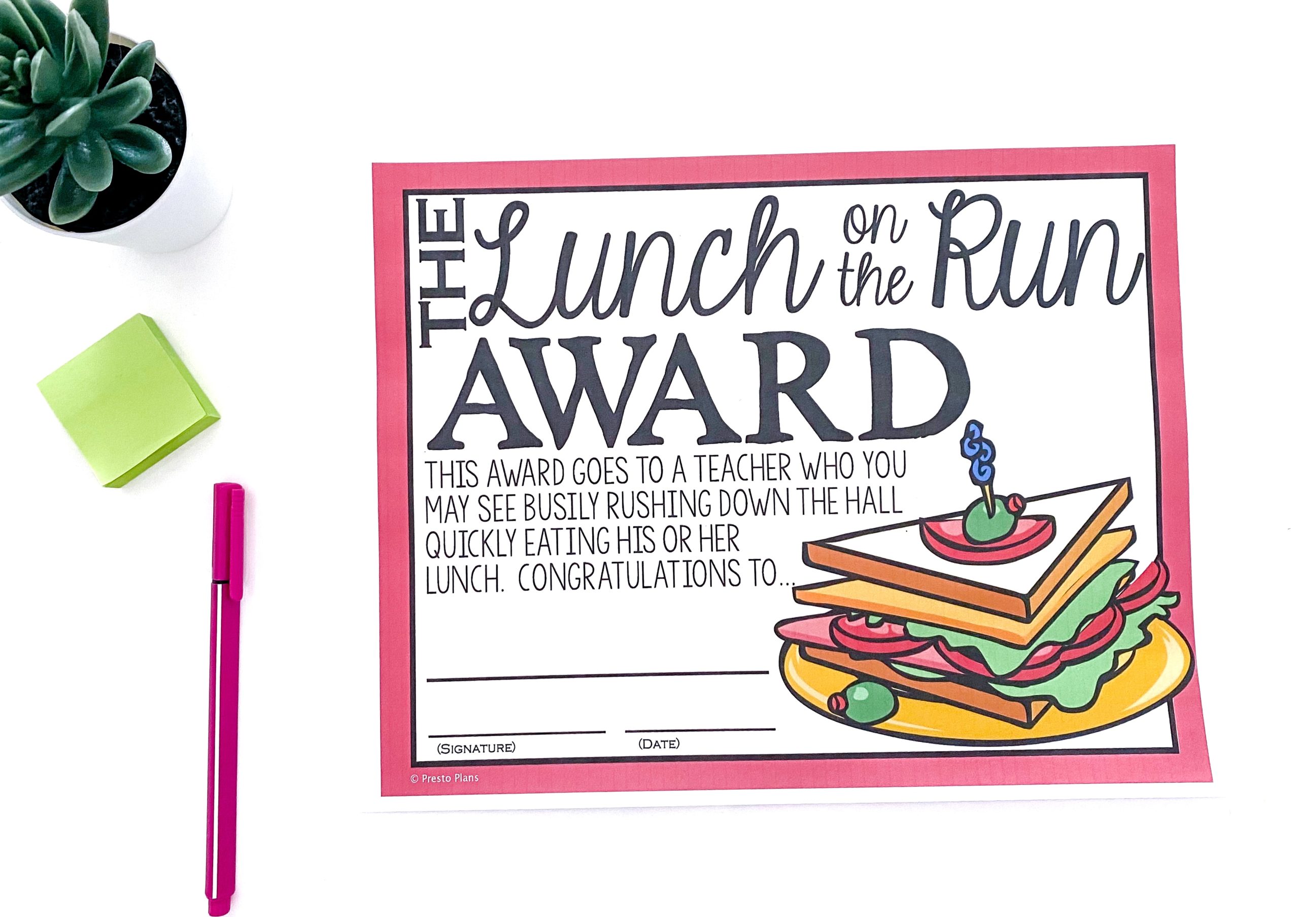 The Lunch on the Run Teaching Award
