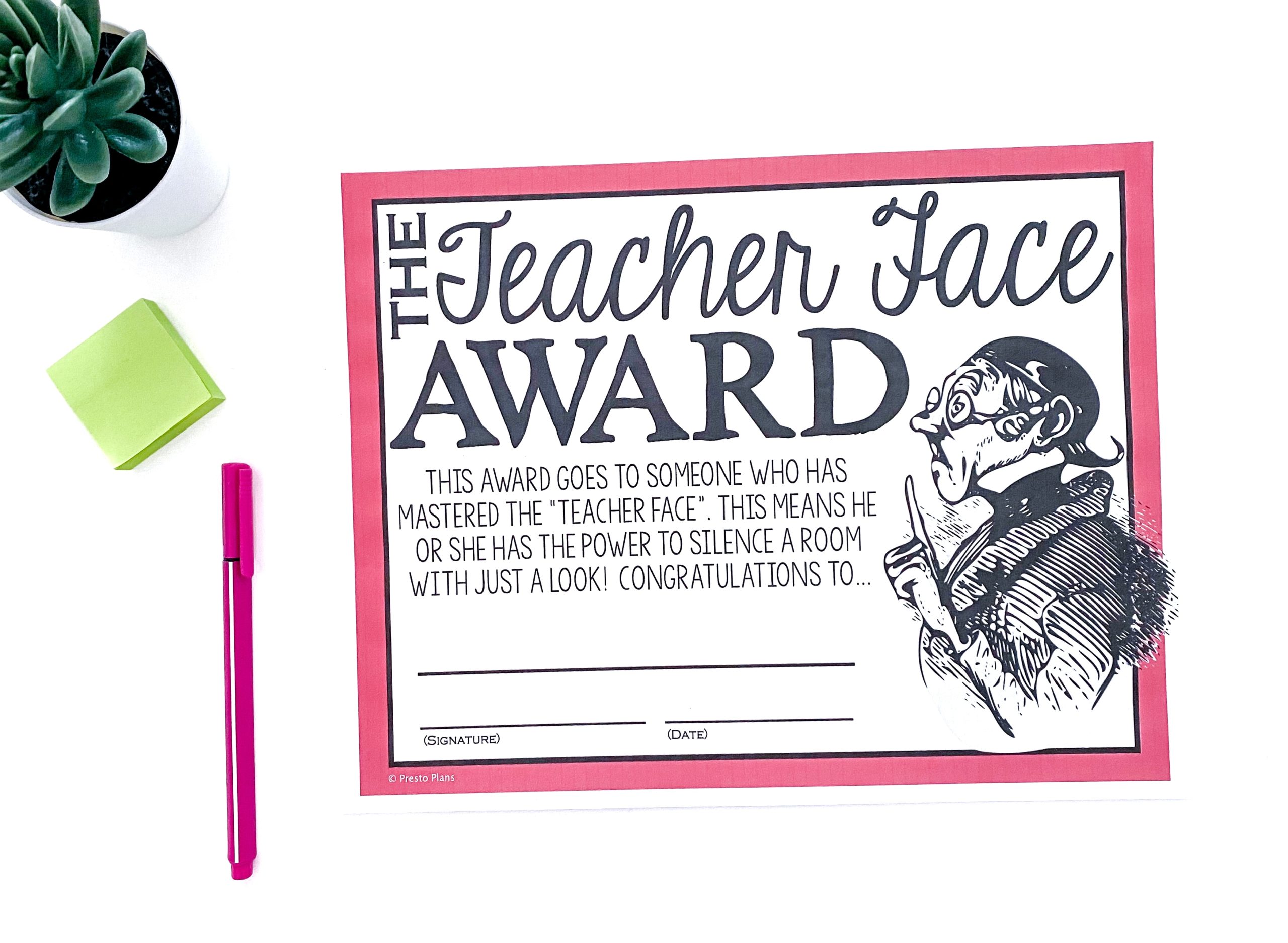 The Teacher Face Teacher Award