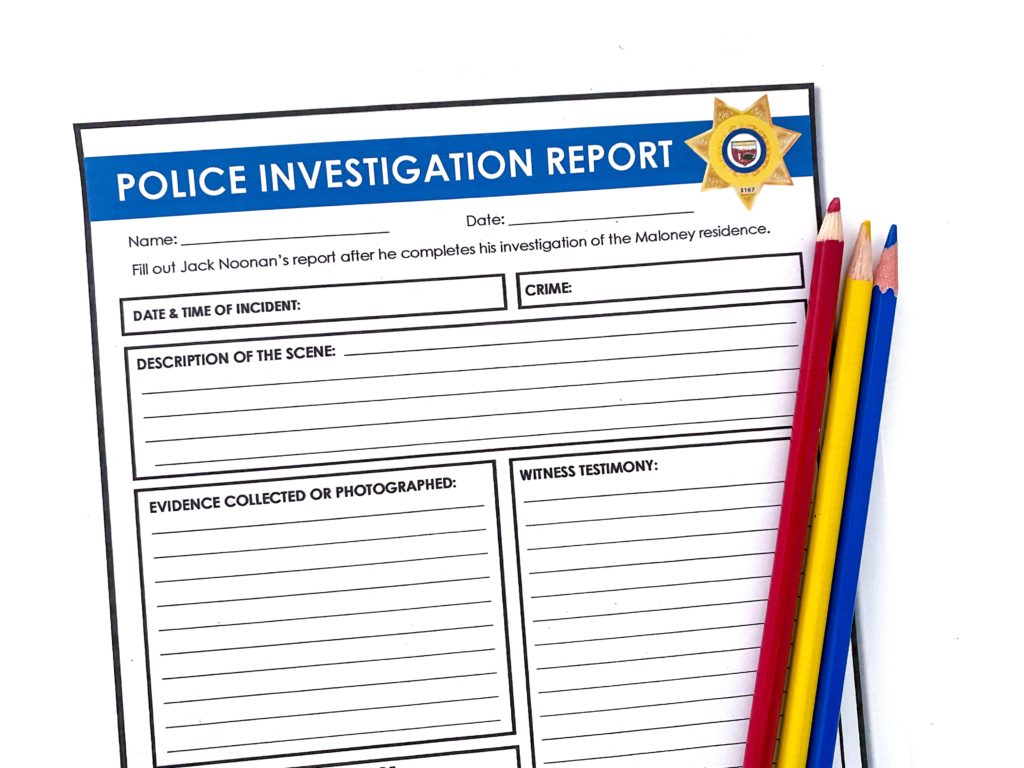 Police Investigation Report Activity for Lamb to the Slaughter Short Story 