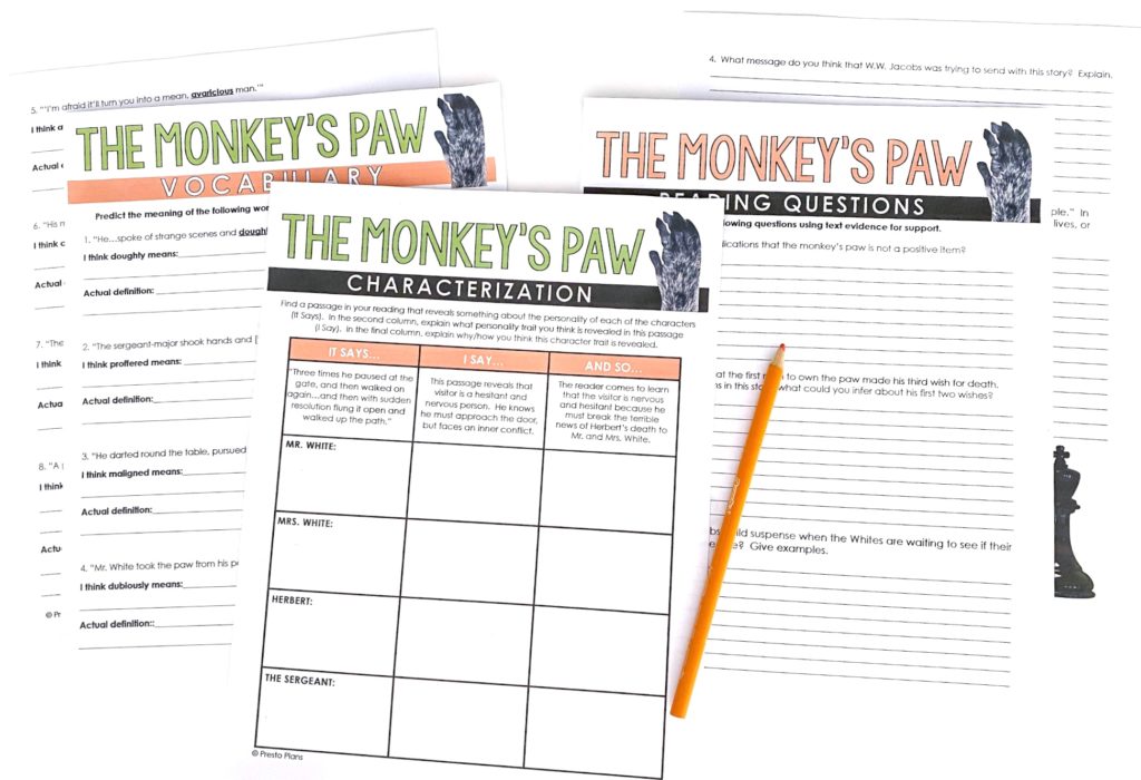 The Monkey's Paw ELA Short Story Resource