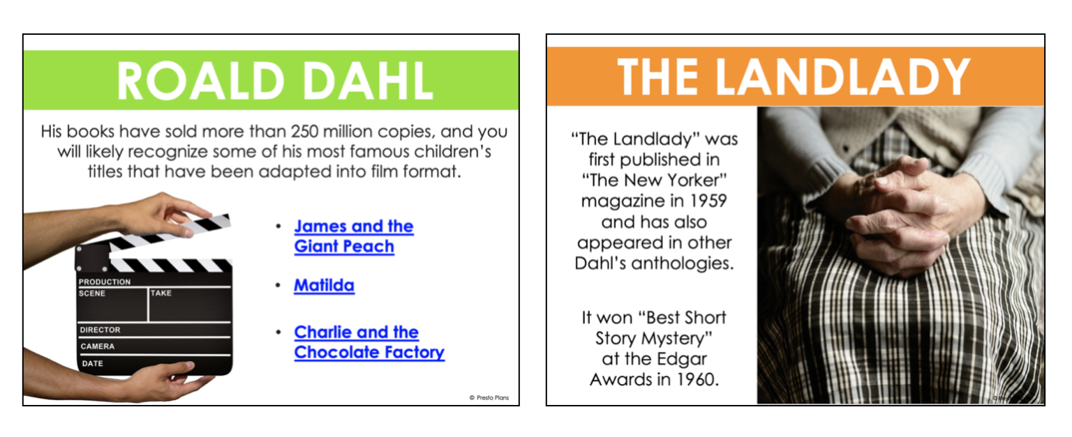 Teaching The Landlady By Roald Dahl - Presto Plans