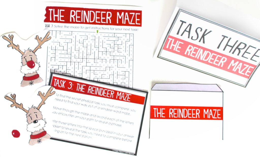 Task Three The Reindeer Maze Middle ELA Christmas Activity