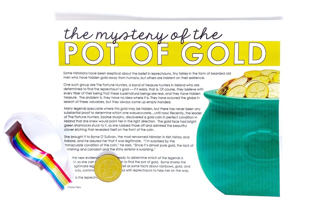 The Mystery of the Pot of Gold: A St. Patricks Day ELA activity  