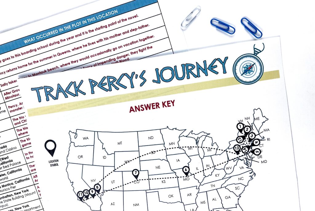 When teaching Percy Jackson, maps and graphic organizers support students as they track his journey.