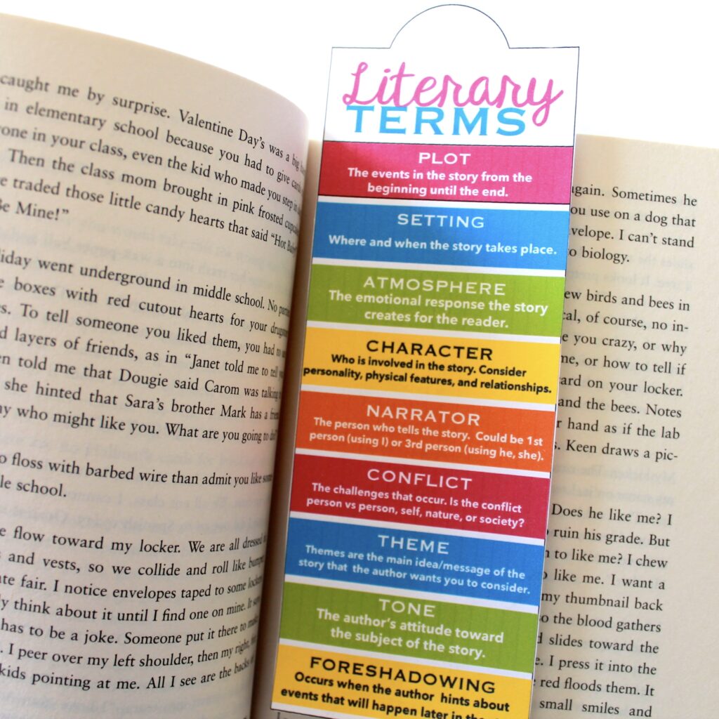 Free Literary Terms Bookmarks