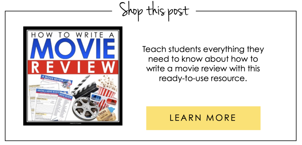 movie review template middle school
