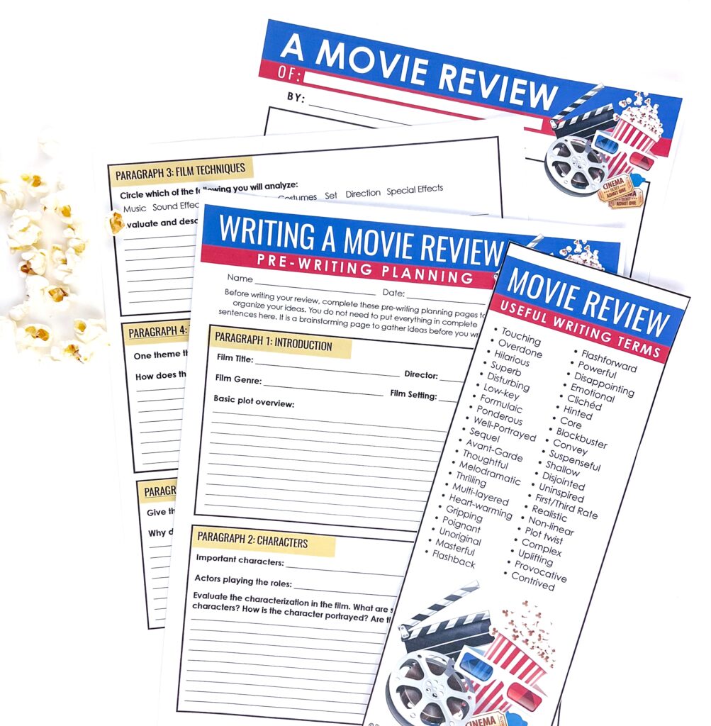 Writing a Movie Review in ELA Activity