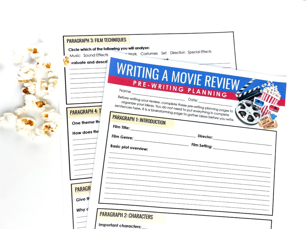 Pre-Writing Planning for Writing a Movie Review