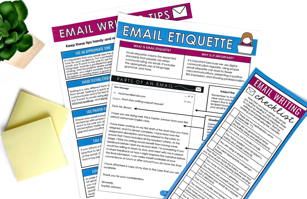 Focusing on email etiquette is a great back to school ELA activity in a middle school classroom.
