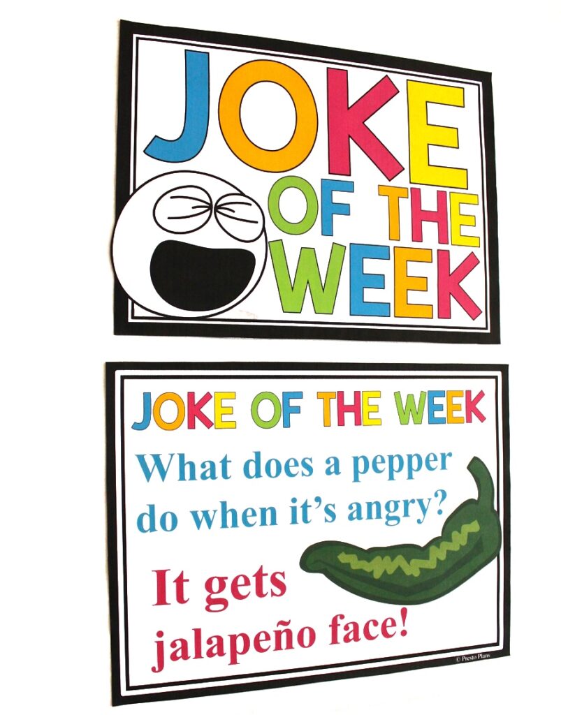 The Joke of the Week is a popular brain break idea that can also be turned into a bulletin board display.