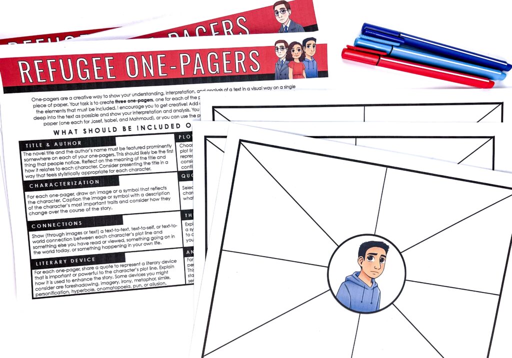 One-pagers can be used as a summative assessment for any novel.