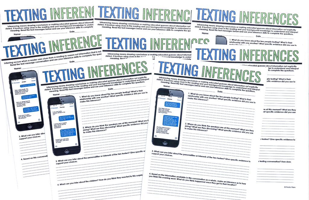 Students can use their real-world experience of texting to practice inference skills.