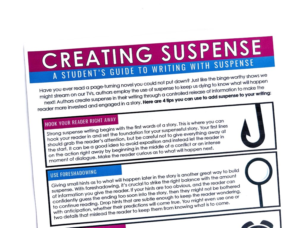 Teach students to create suspense while writing their own scary stories for Halloween