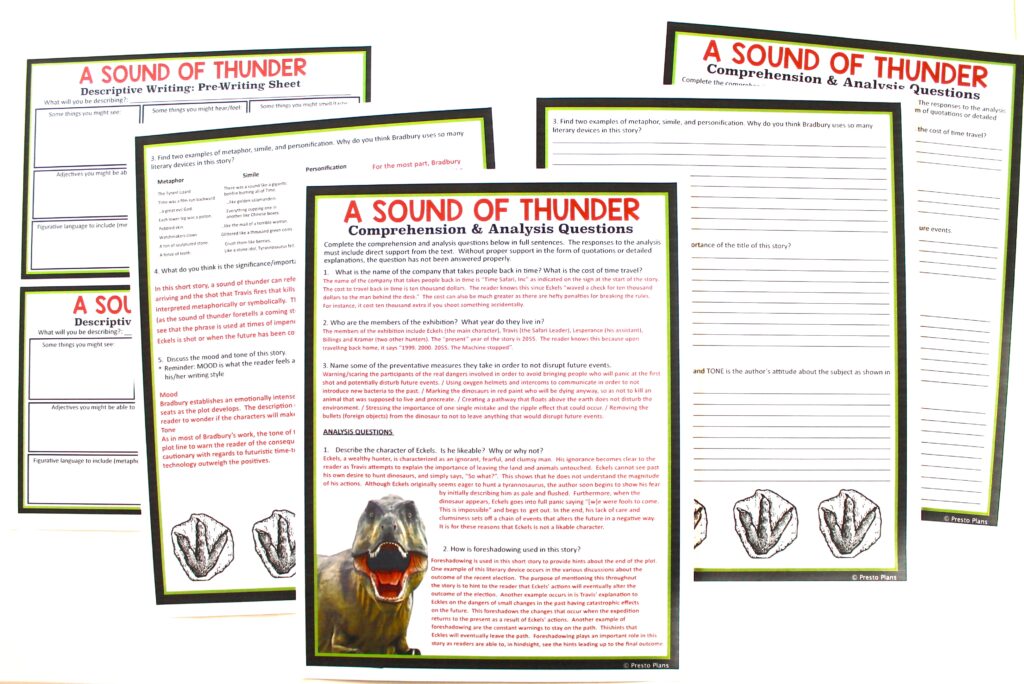 Activities for teaching "A Sound of Thunder" - one of my favourite scary short stories!