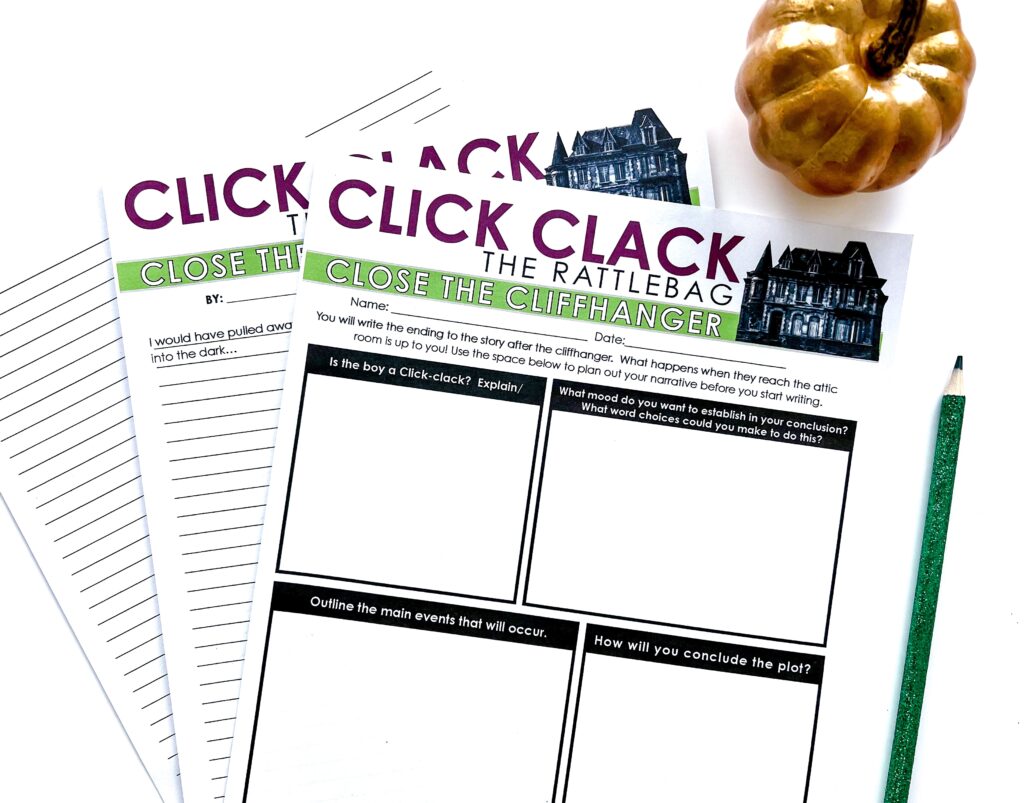 To wrap up your "Click-Clack the Rattlebag" lesson plan, invite students to "Close the Cliffhanger" and show off their creative writing skills!