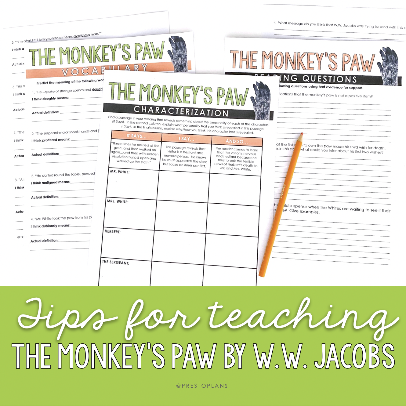 Tips and resources for teaching "The Monkey's Paw by W.W. Jacobs