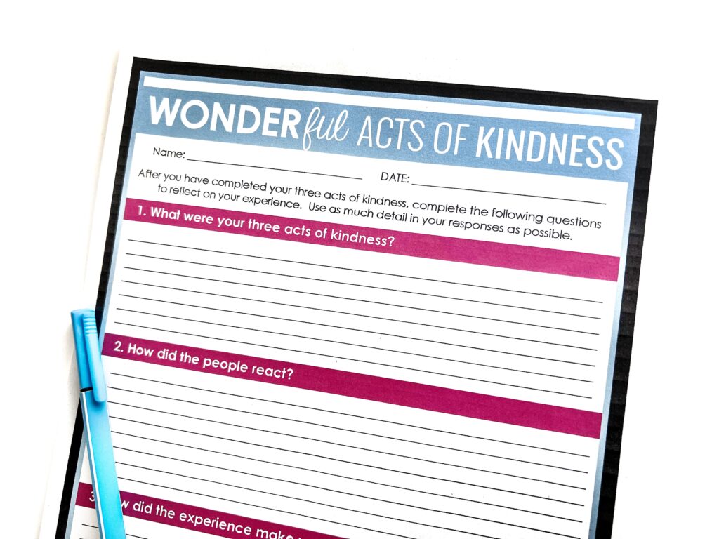 When teaching Wonder by R.J. Palacio, a "random acts of kindness" task can help reinforce the theme of empathy found in the novel.