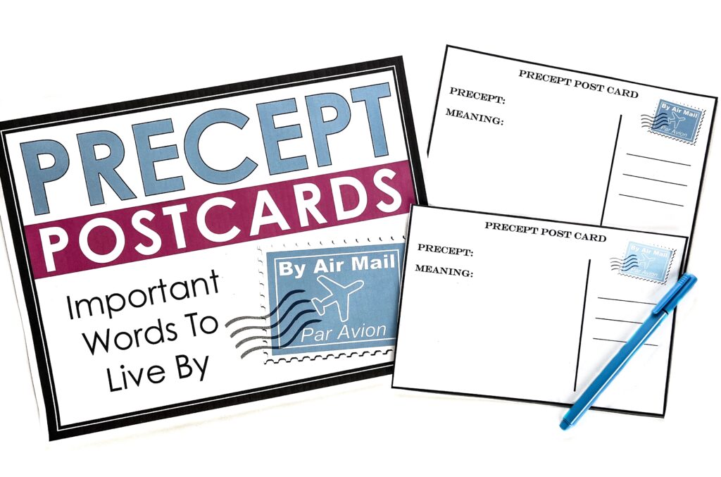 The "Precept Postcard" activity is a creative way to bring Wonder to life visually for middle school students.