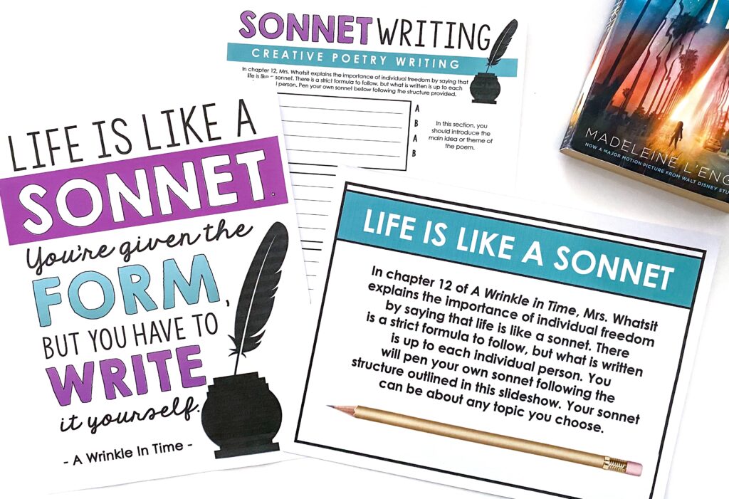 A sonnet project can be an outside-the-box way to incorporate poetry while teaching A Wrinkle in Time.