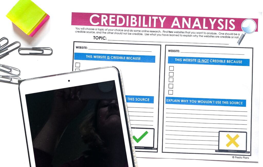 A credibility analysis activity helps students put their source evaluation skills to the test.