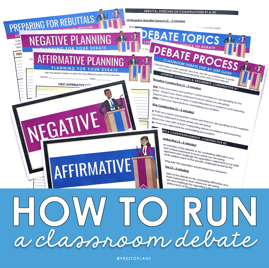 How to run a classroom debate in middle or high school ELA