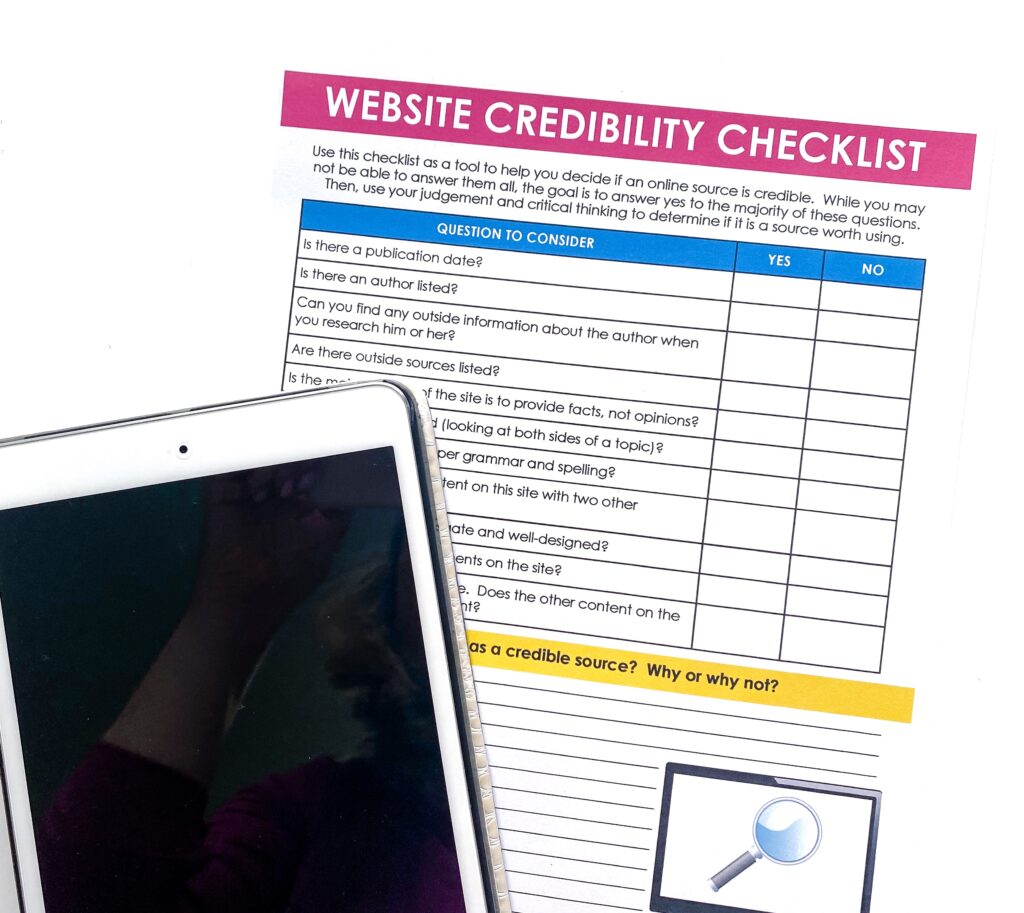 A credibility checklist can be used by students all year long to assess whether online sources are trustworthy.