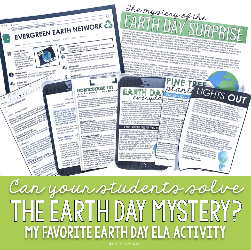 The Earth Day Reading Mystery is the perfect middle school ELA lesson ahead of April 22.