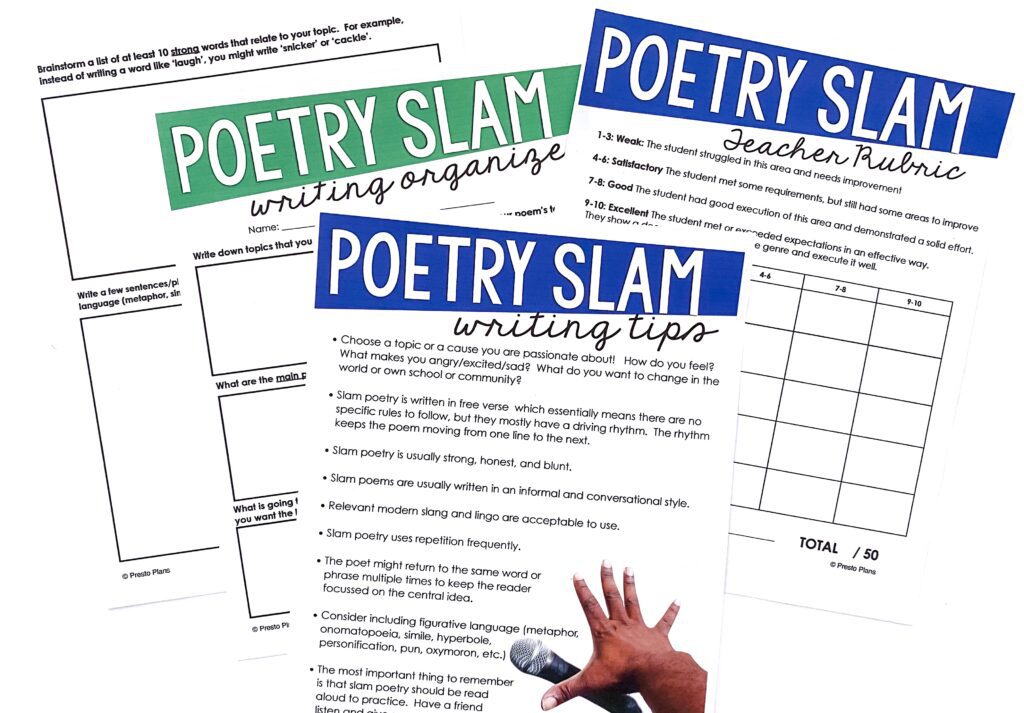 A poetry slam is an outside-the-box approach to poetry composition in middle or high school ELA.