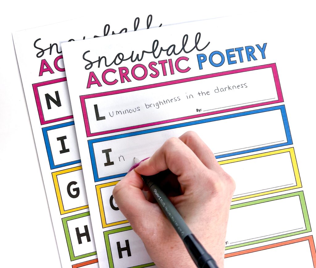 Snowball Acrostic Poetry is a learning task your students will never forget!