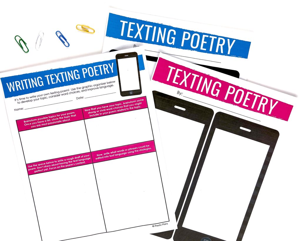 Texting Poetry is a great way to "hook" reluctant writers!