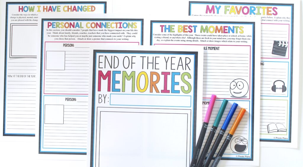 This print-and-go resource has everything you need to facilitate a meaningful memory book activity for the end of the school year.