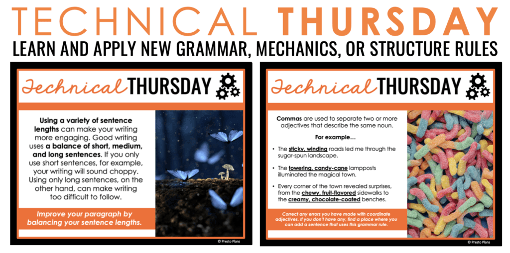 Encourage students to spend time proofreading, editing, and enhancing their work on Technical Thursdays.