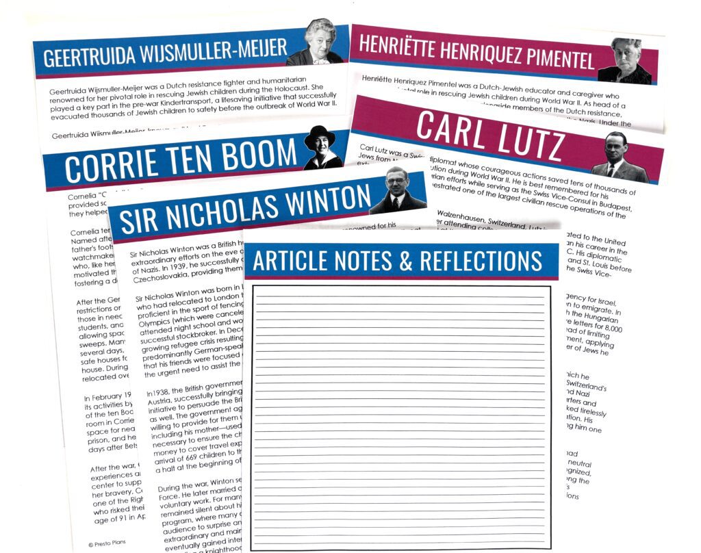 Students can reinforce their understanding of how various helpers risked their lives during World War II through a jigsaw activity.