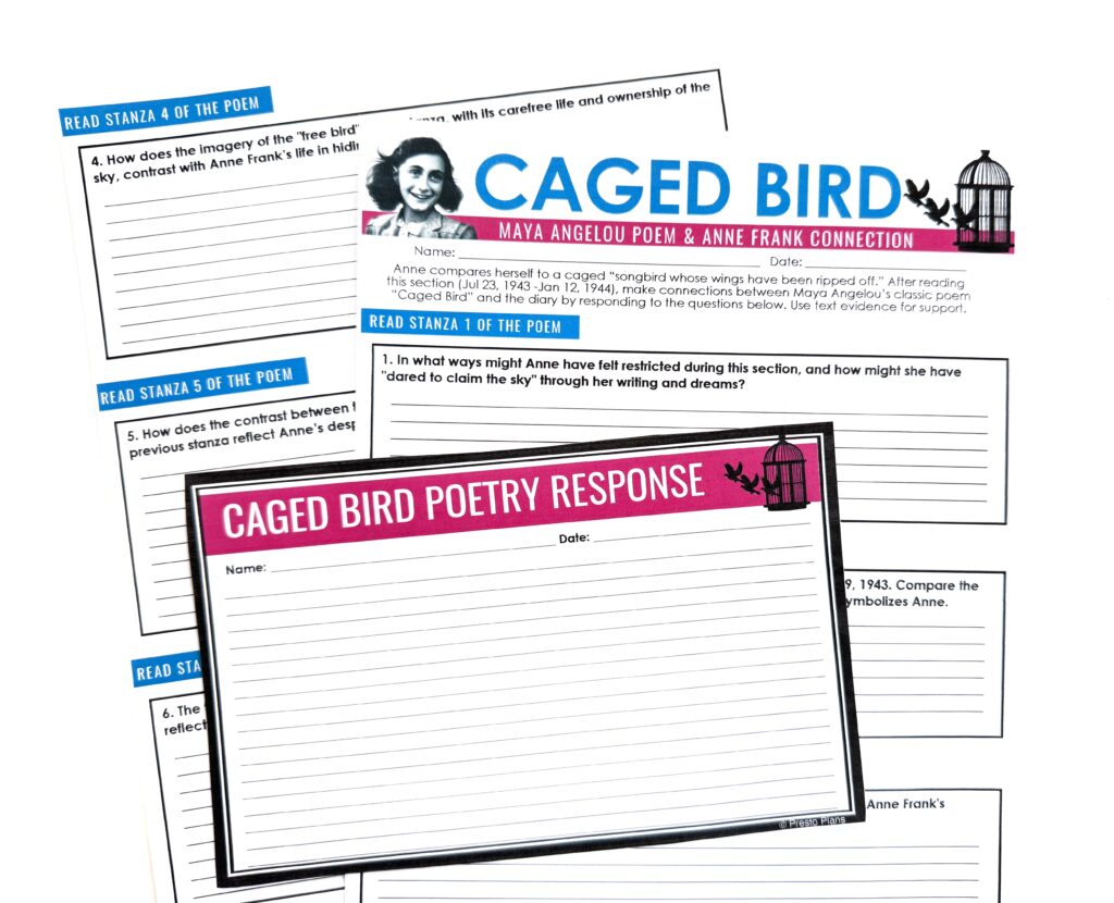 Maya Angelou's poem "Caged Bird" is a thoughtful text to pair when teaching Diary of a Young Girl by Anne Frank to middle school ELA students.
