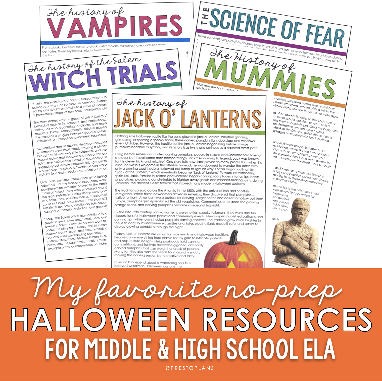 My favorite no-prep Halloween resources for middle and high school ELA